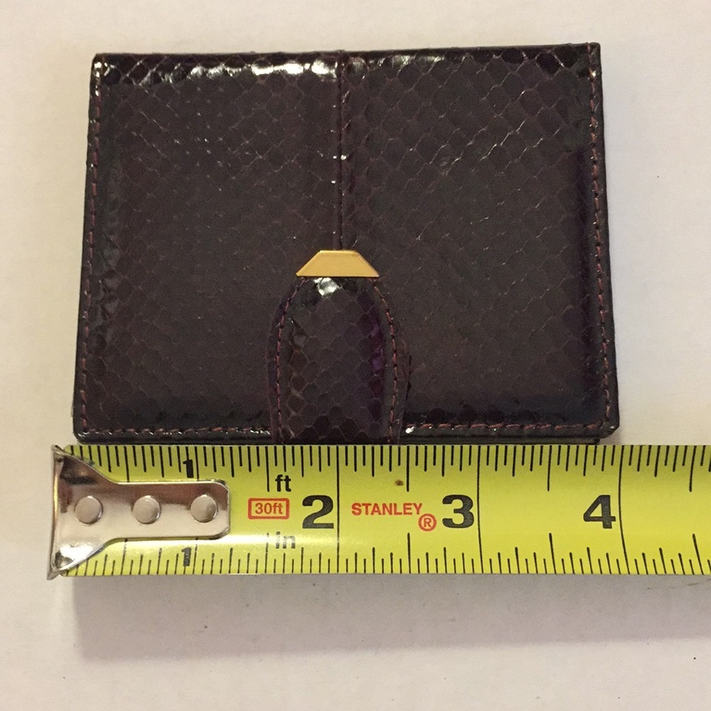 Vintage Snakeskin Card Holder NWT Burgundy Leather Wallet ID Picture Organizer - Picture 9 of 9